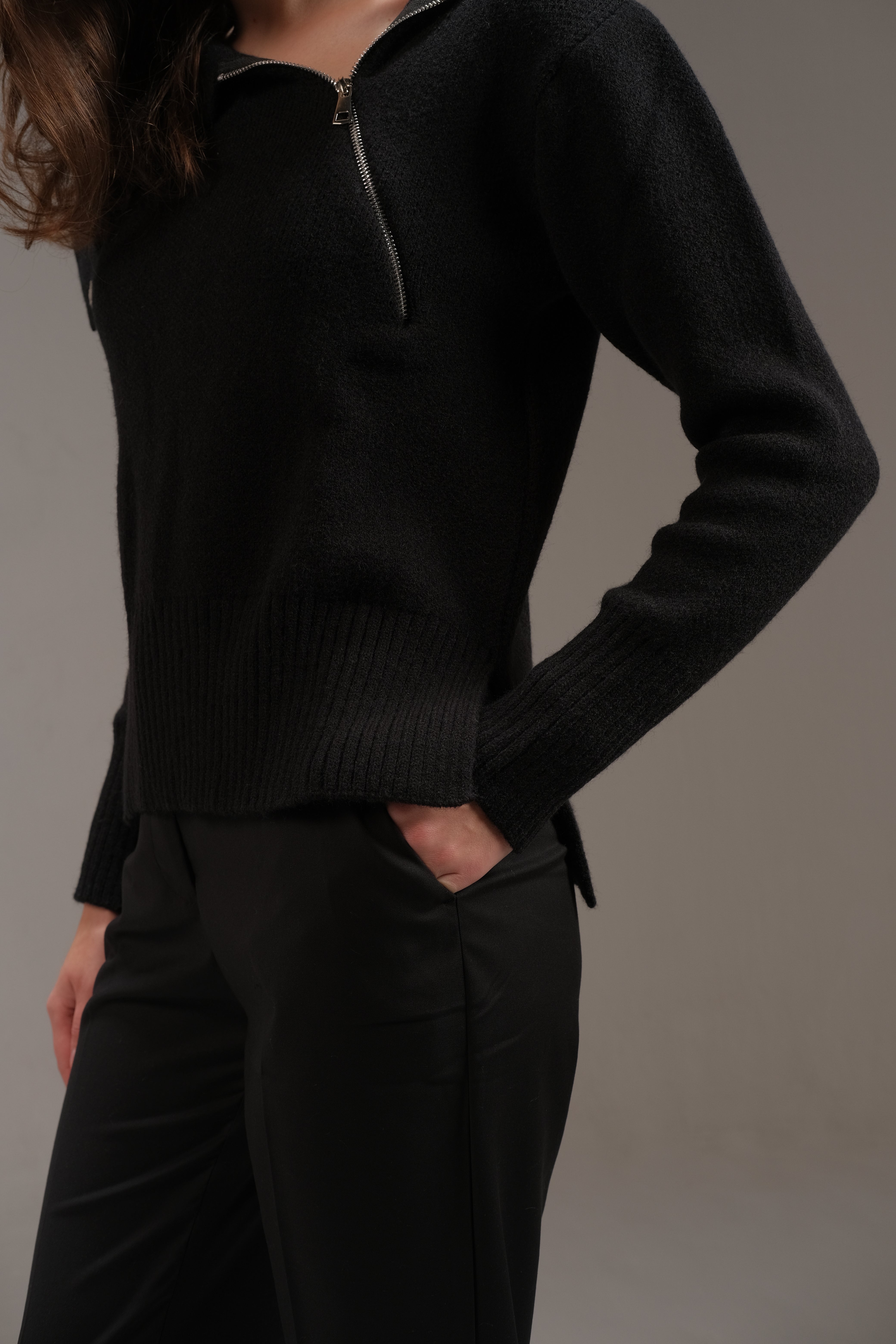 Knitted Cotton Top in Black