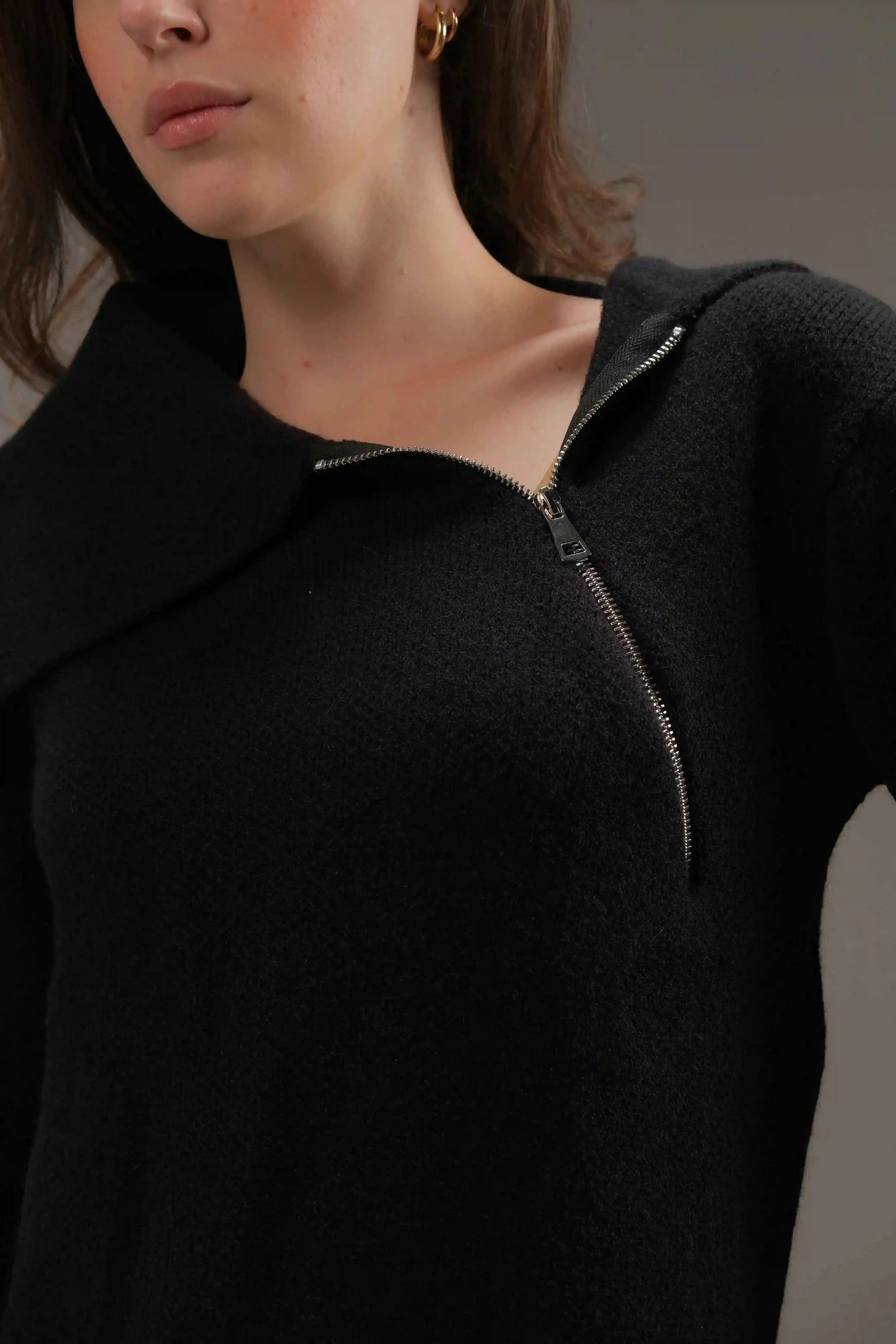 Knitted Cotton Top in Black - A&Suz