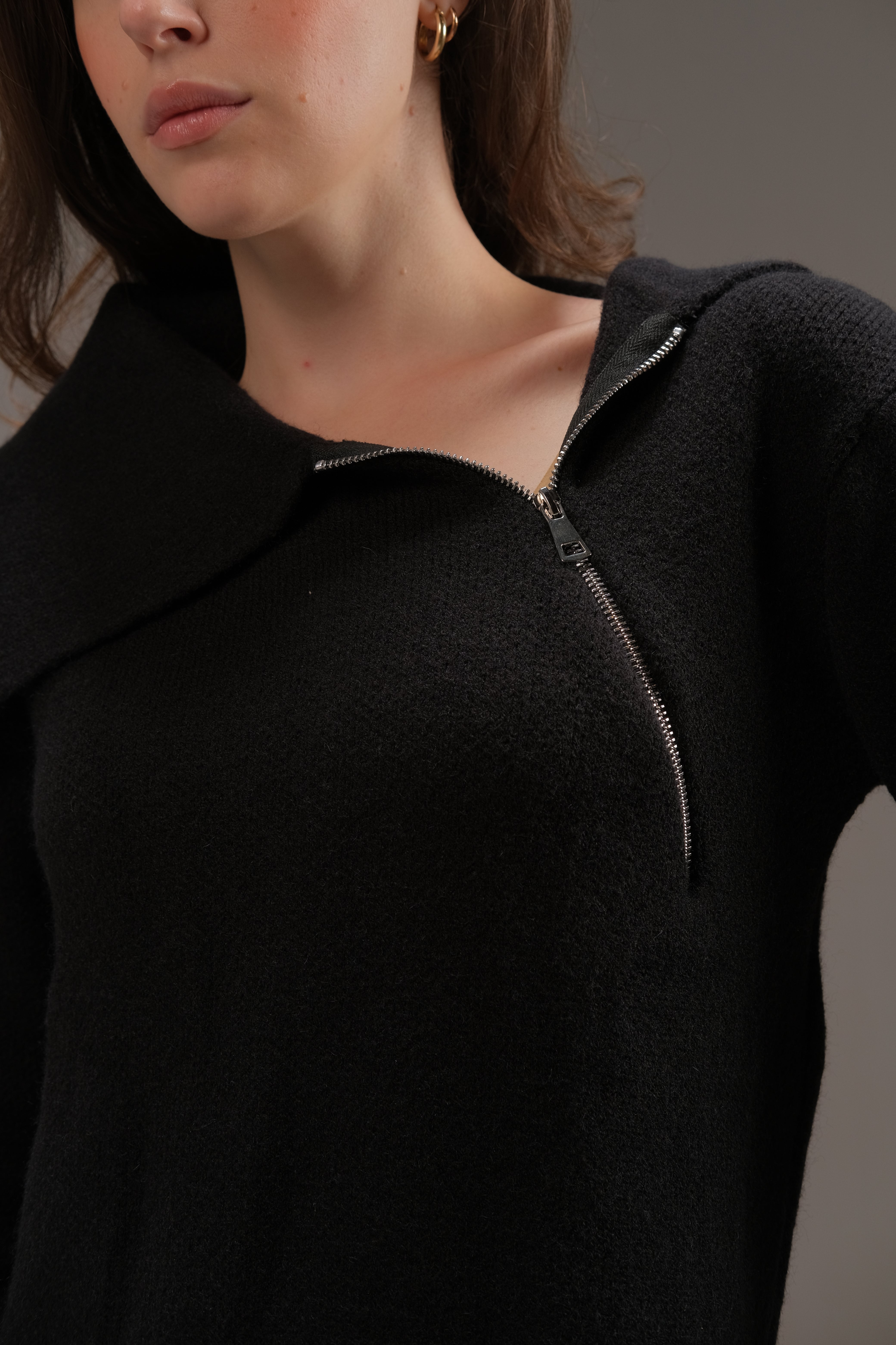 Knitted Cotton Top in Black