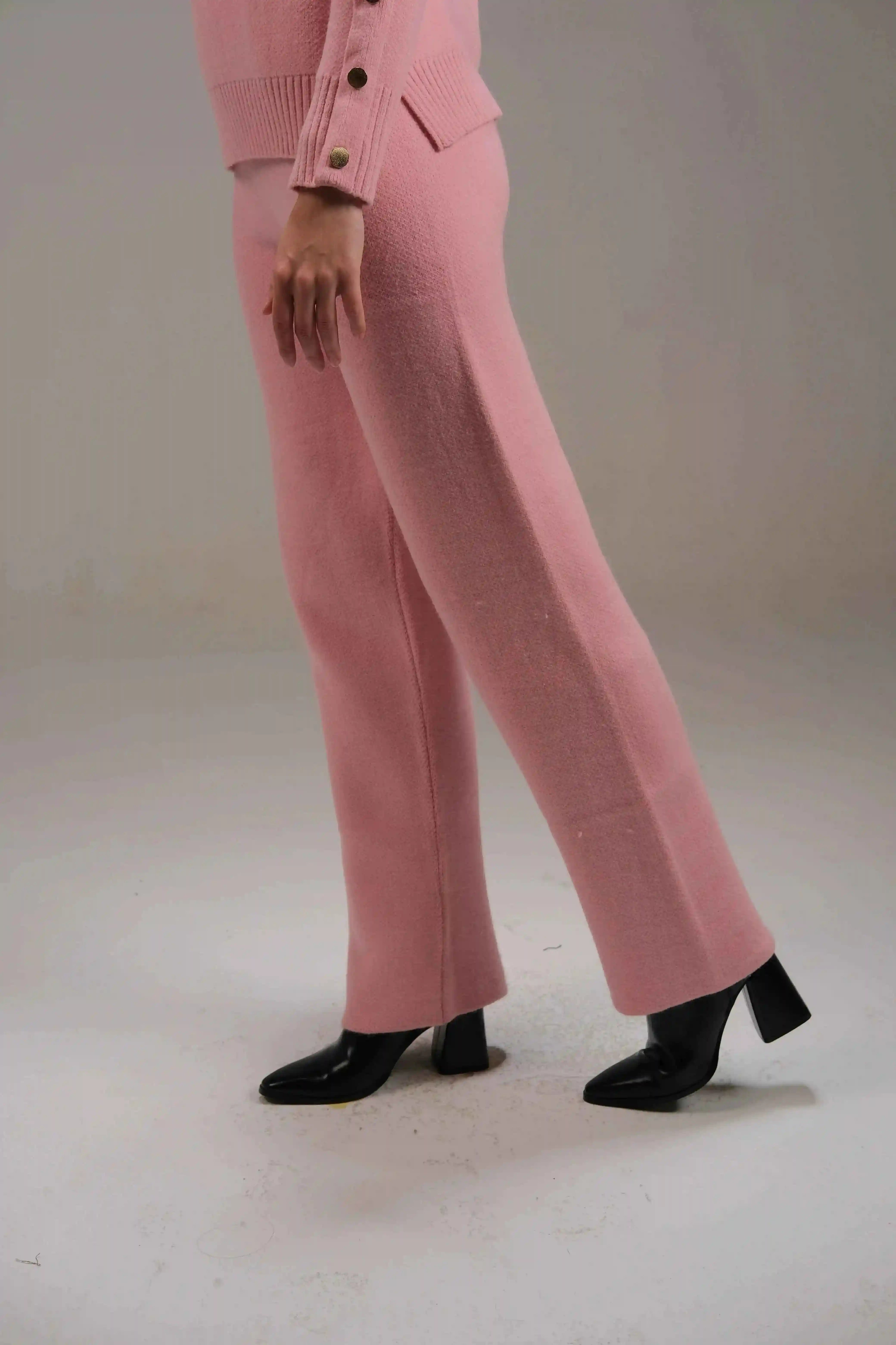 Knitted Cotton Trousers in Pink - A&Suz