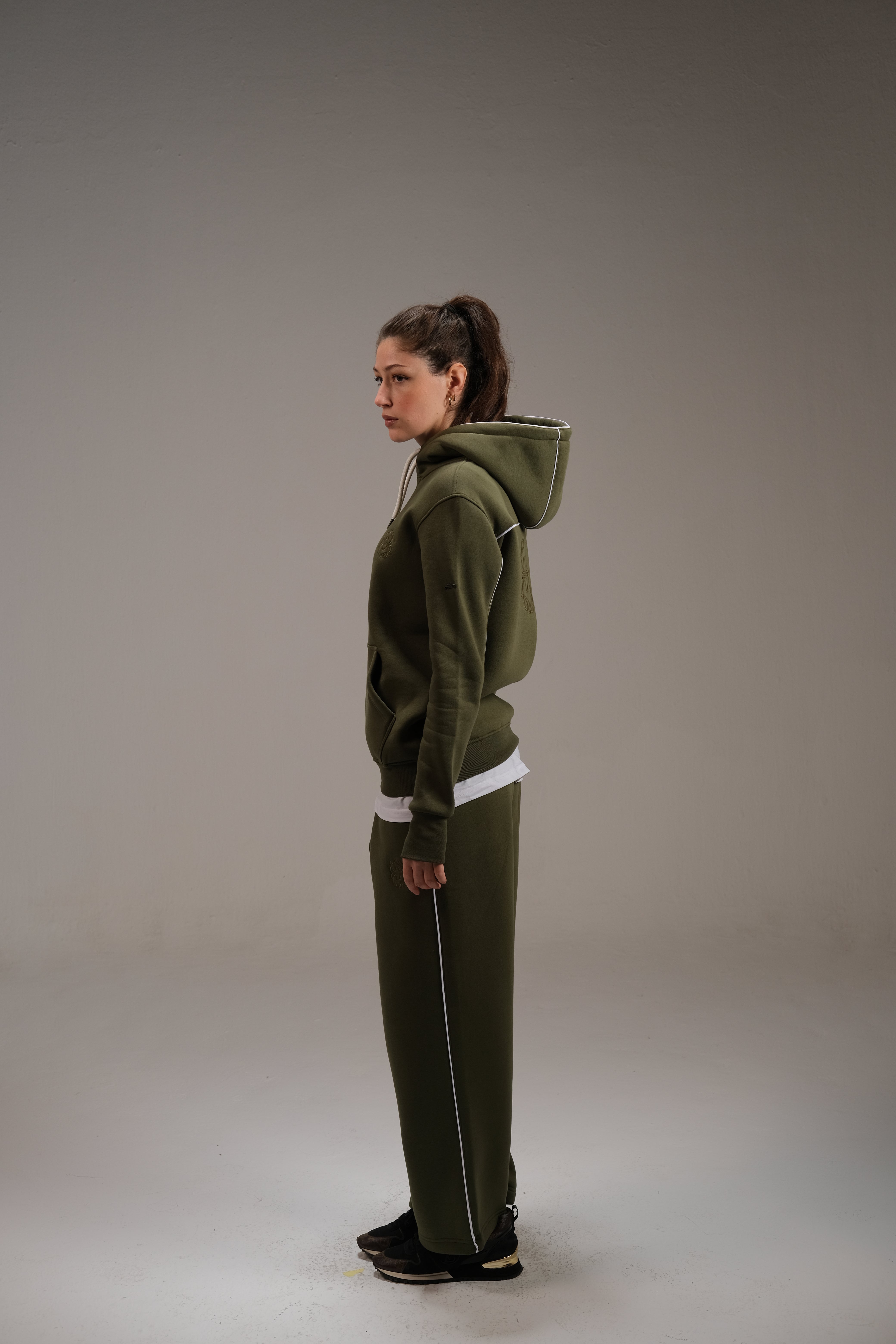 Melton Hoodie in Olive Green