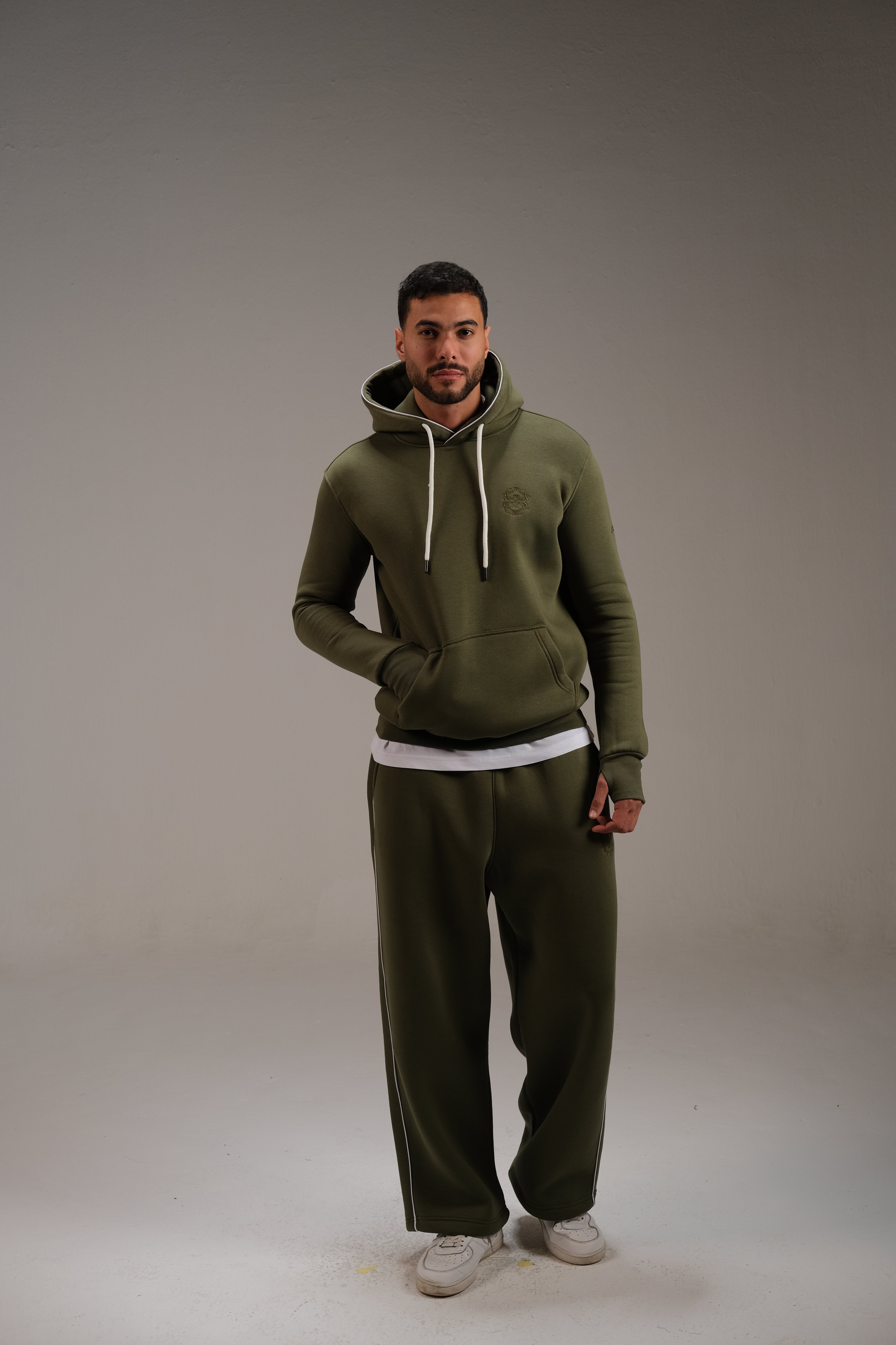Melton Hoodie in Olive Green