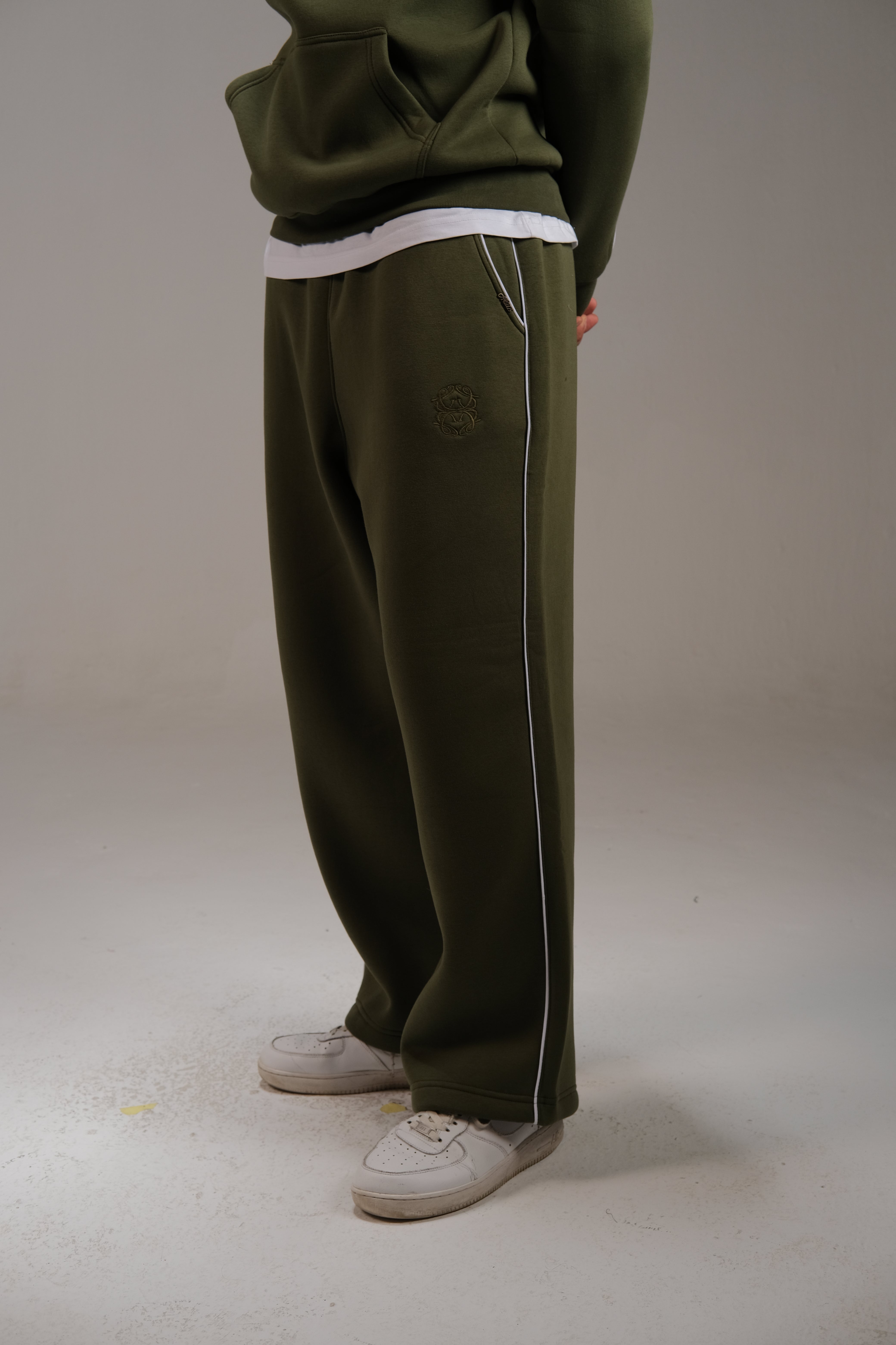 Melton Sweatpants in Olive Green - Pure Cotton | A&Suz Store