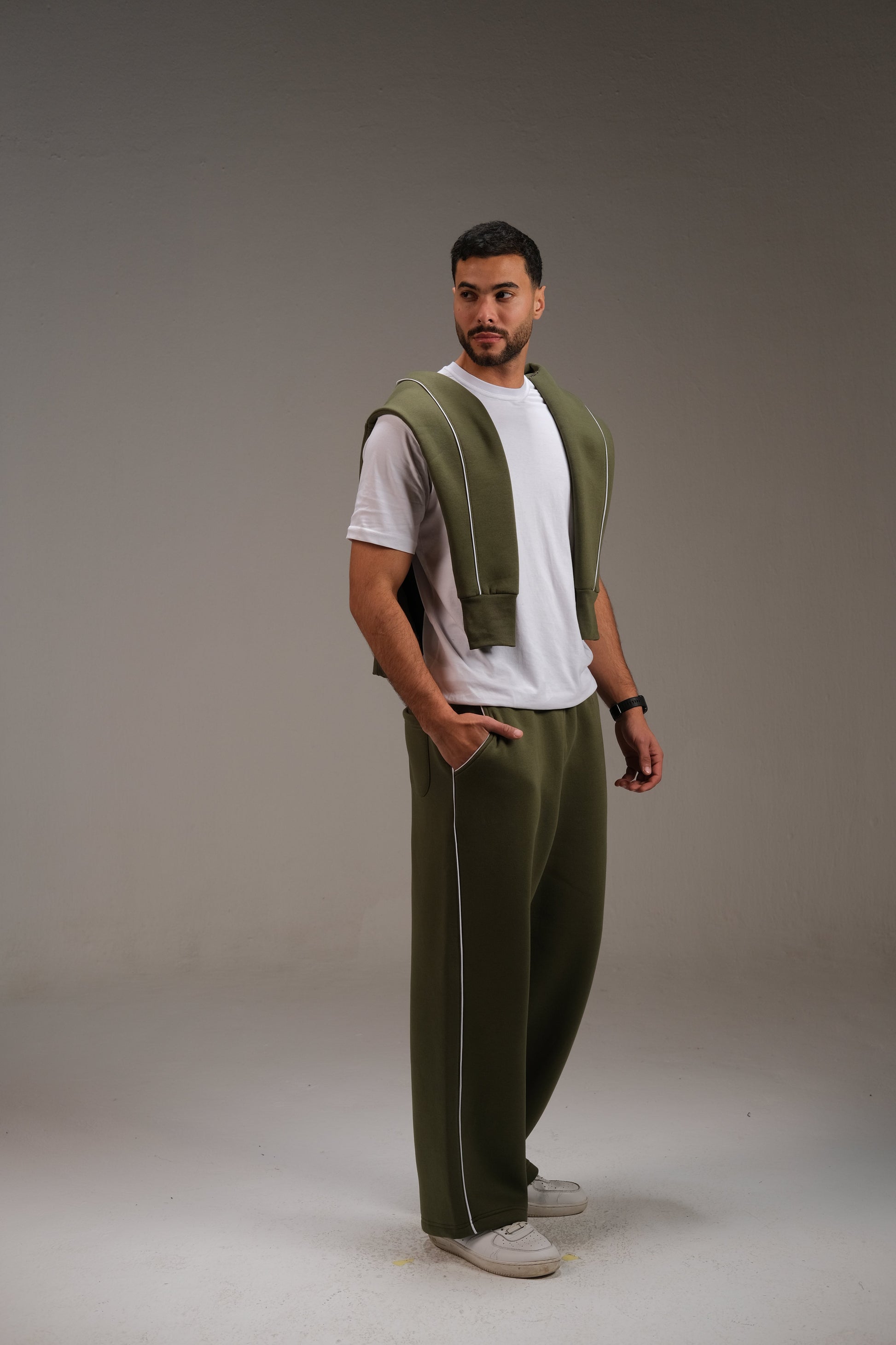Melton Sweatpants in Olive Green - Pure Cotton | A&Suz Store