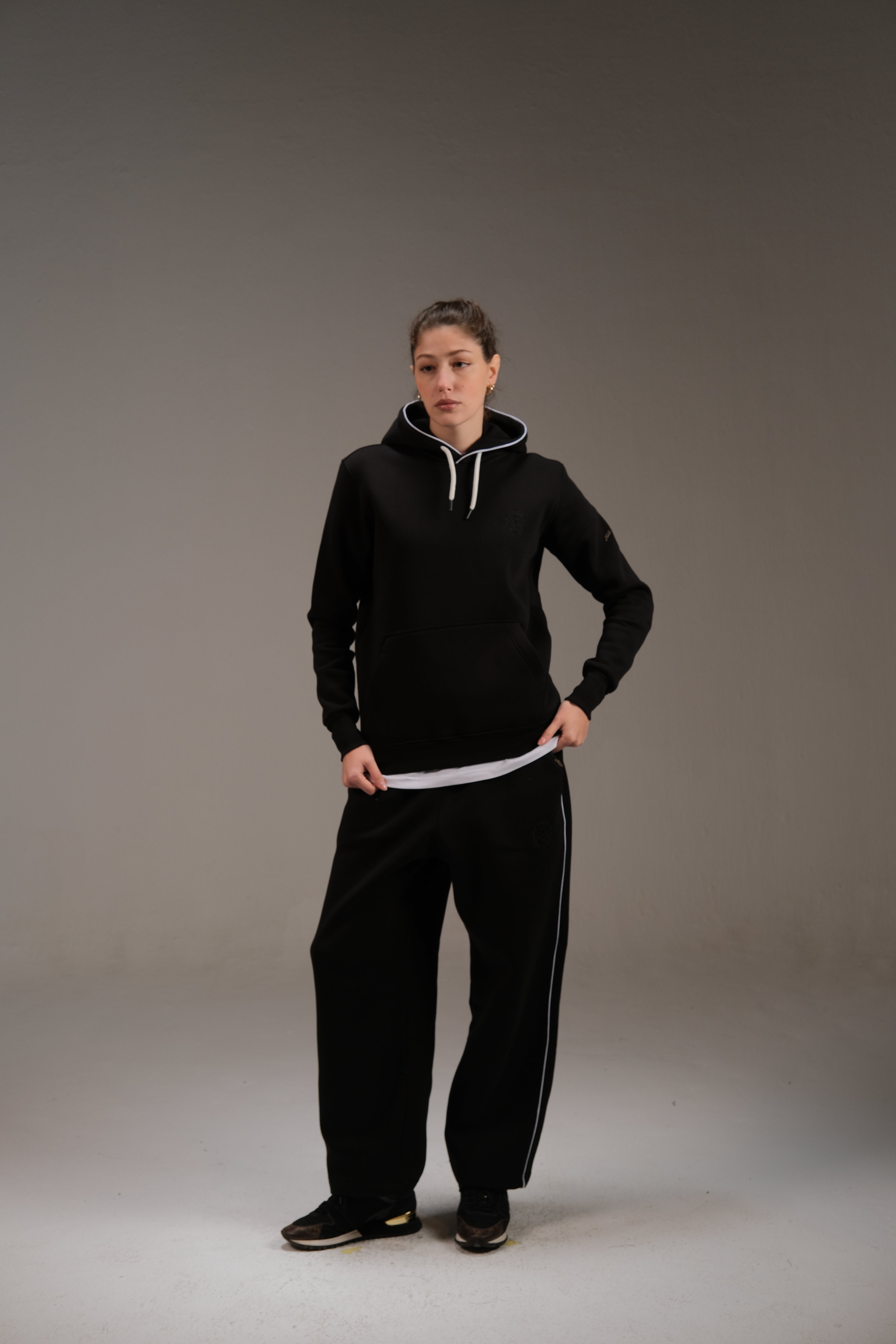 Melton Hoodie in Black