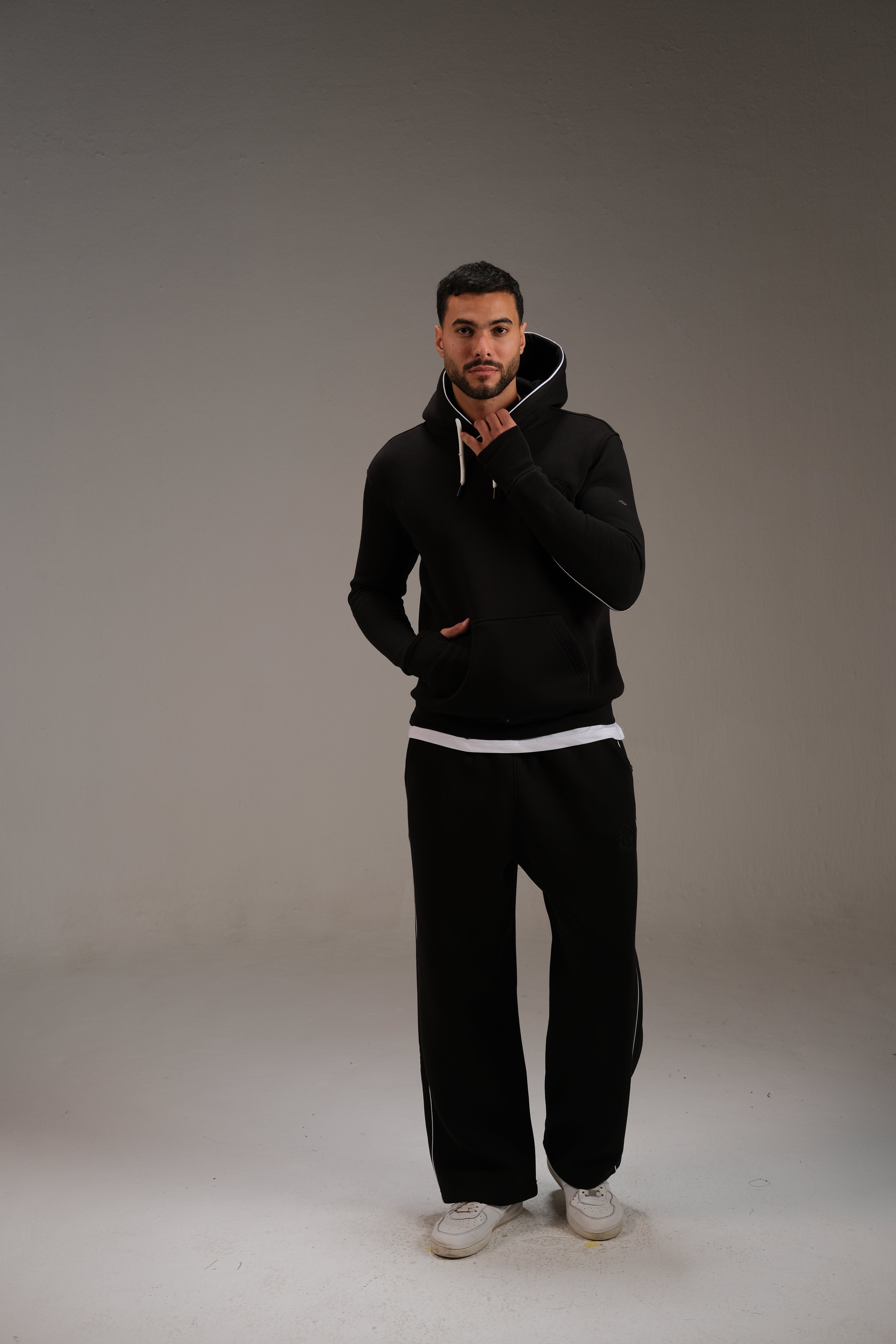 Melton Hoodie in Black - 100% pure cotton melton | A&Suz Store