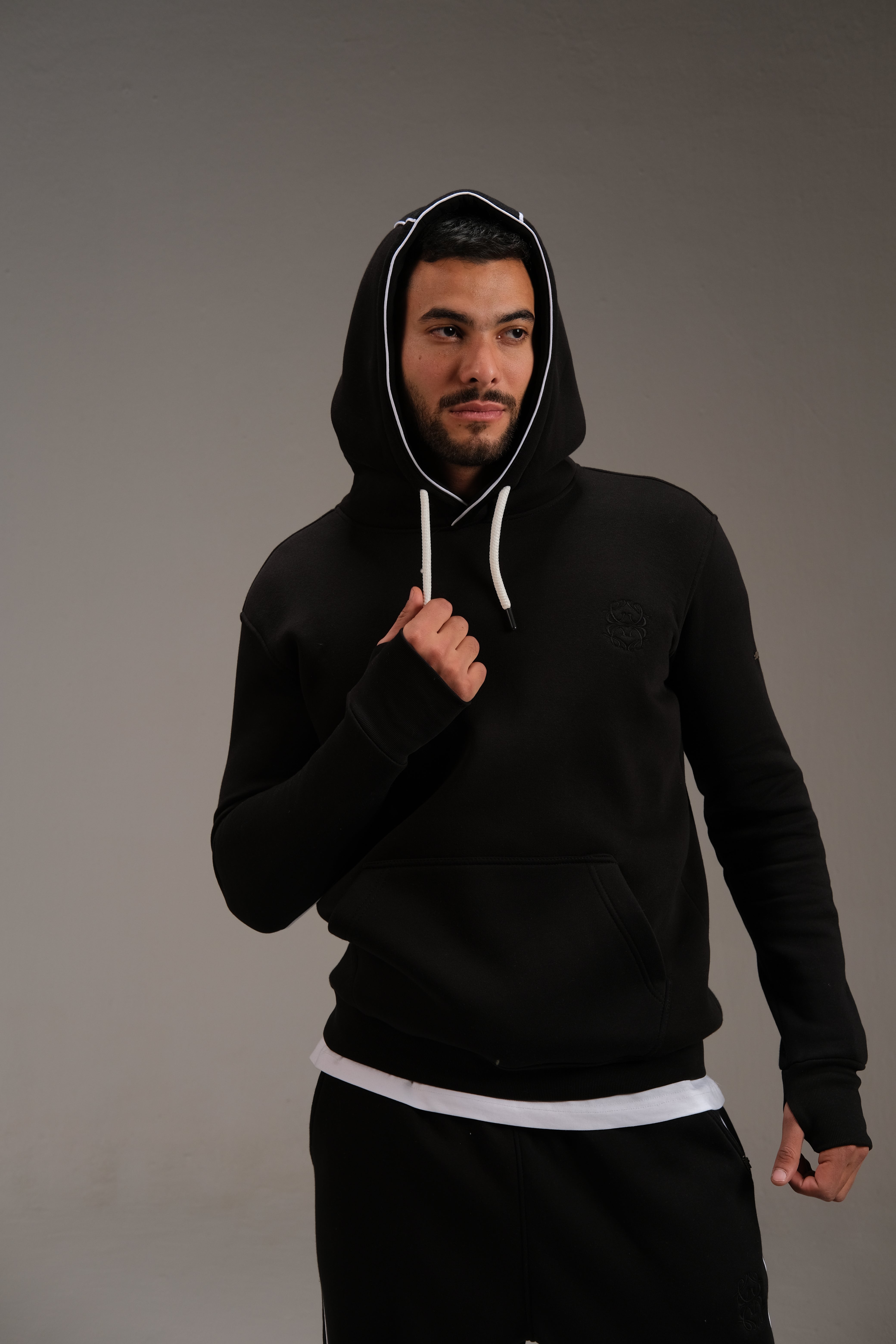 Melton Hoodie in Black - 100% pure cotton melton | A&Suz Store