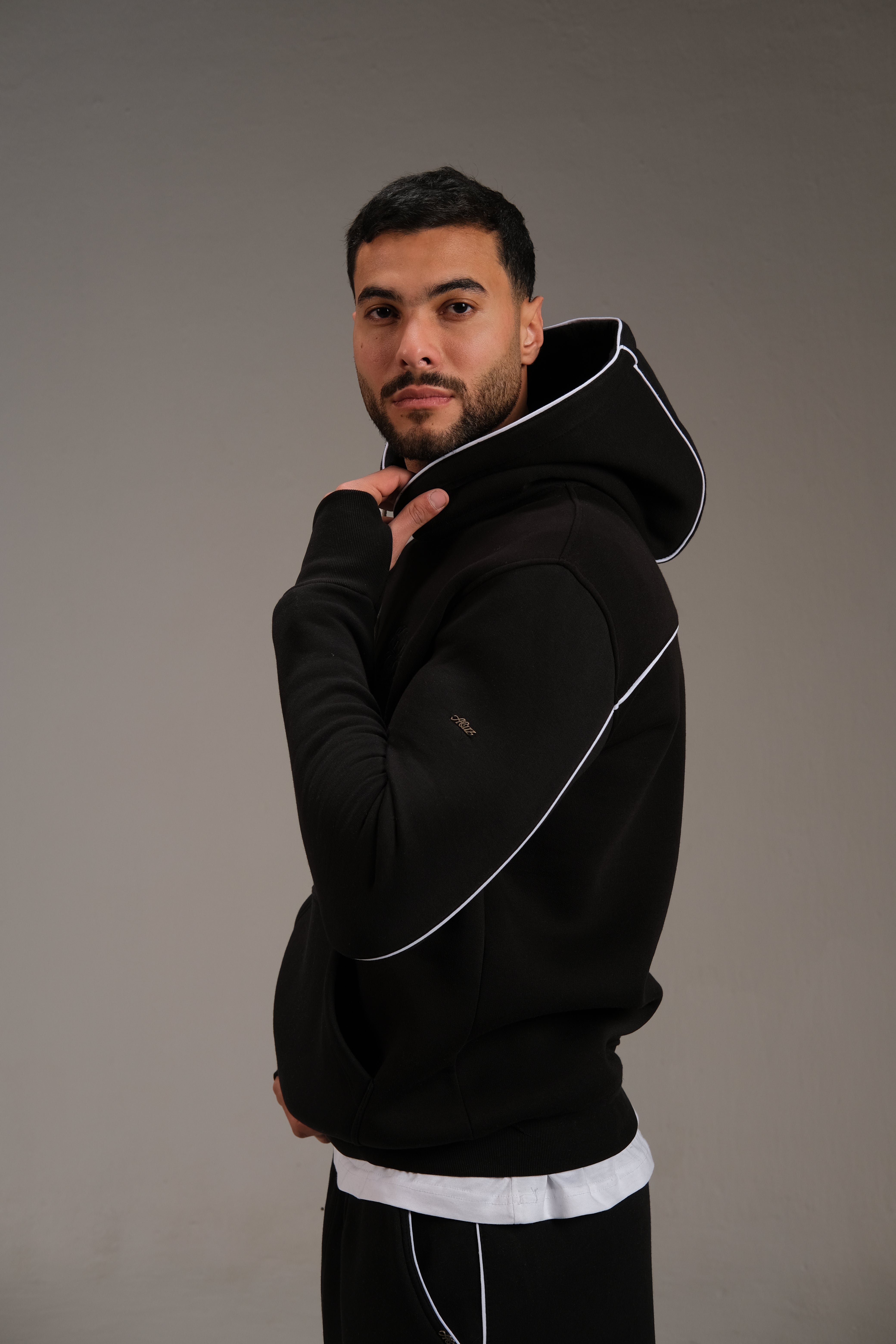 Melton Hoodie in Black - 100% pure cotton melton | A&Suz Store