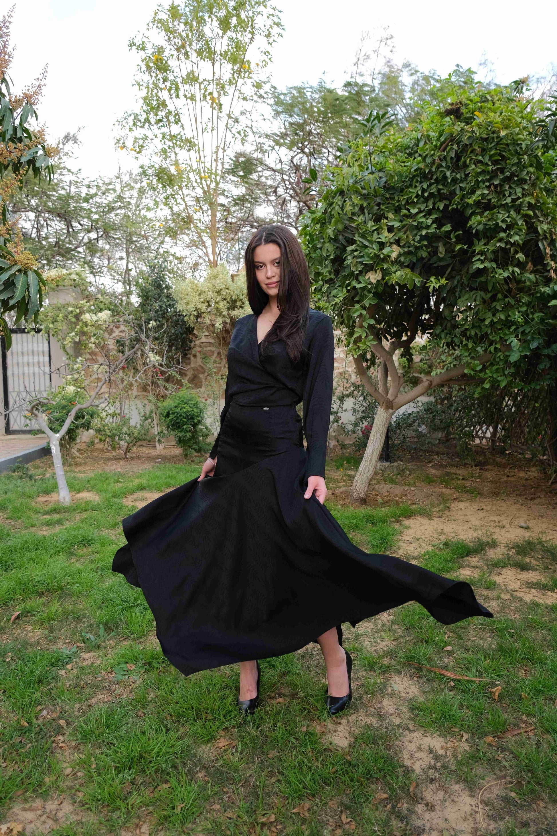 Jacquard Skirt in Black - A&Suz