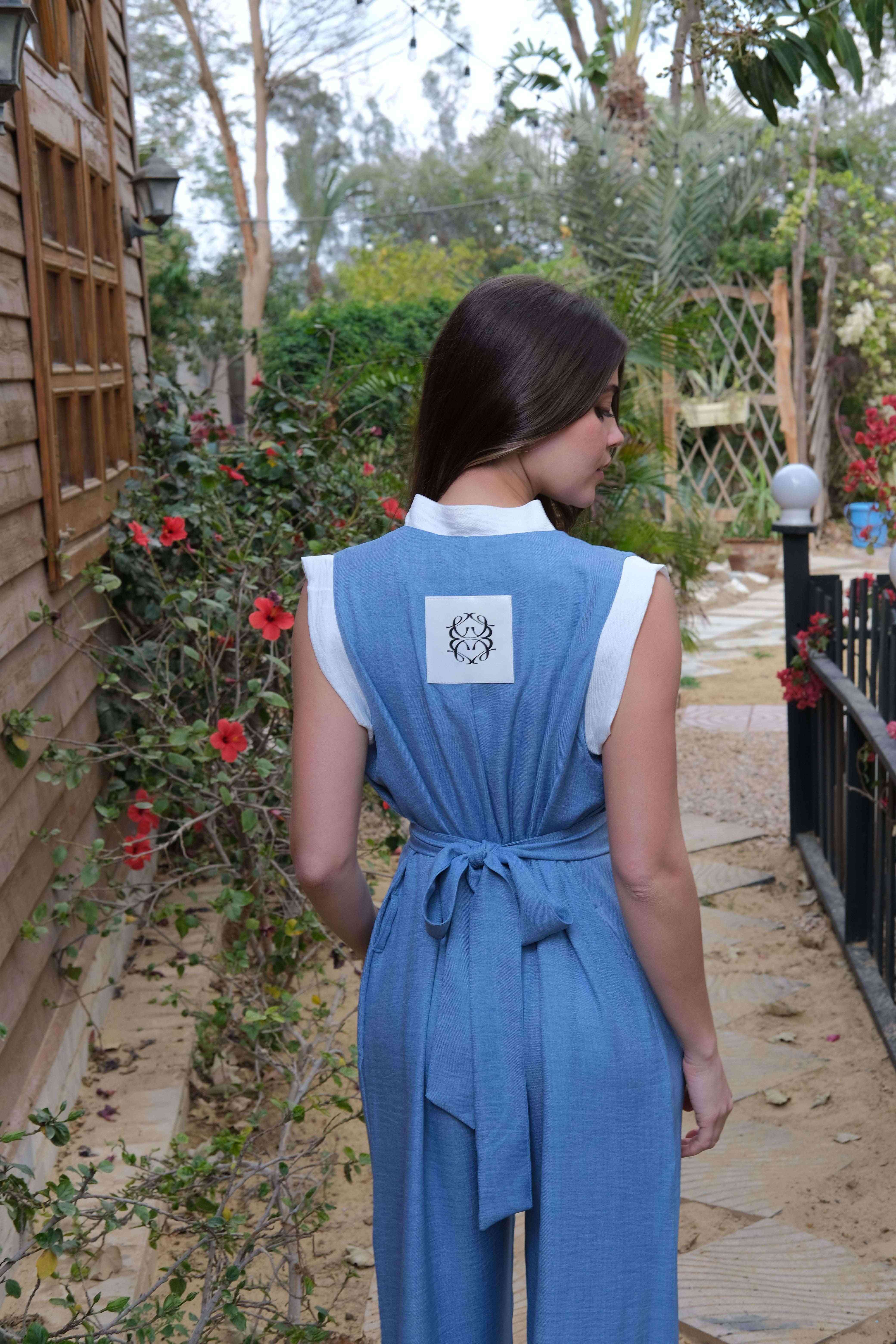 Linen Jumpsuit in Blue - A&Suz
