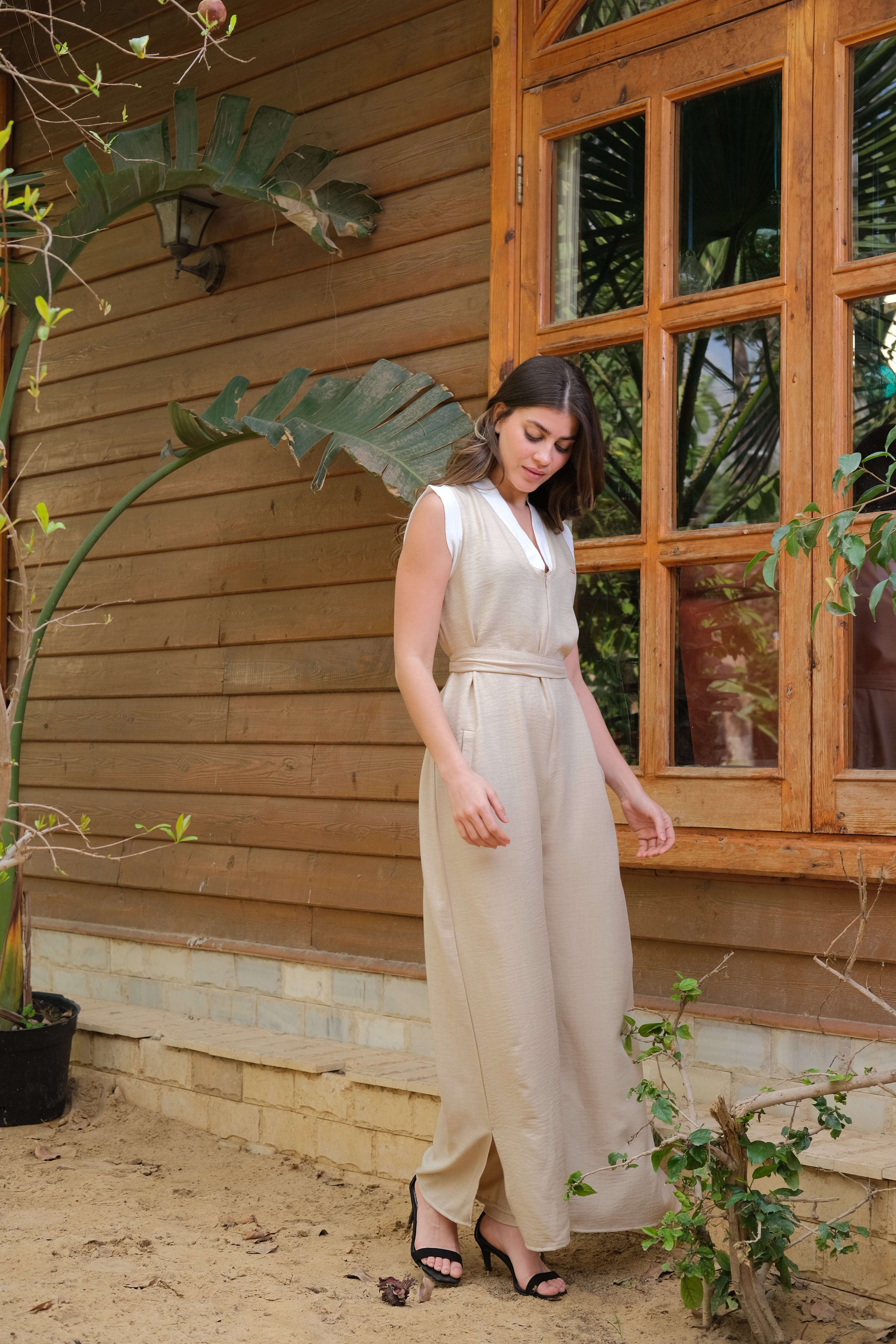 Linen Jumpsuit in Mocha - A&Suz