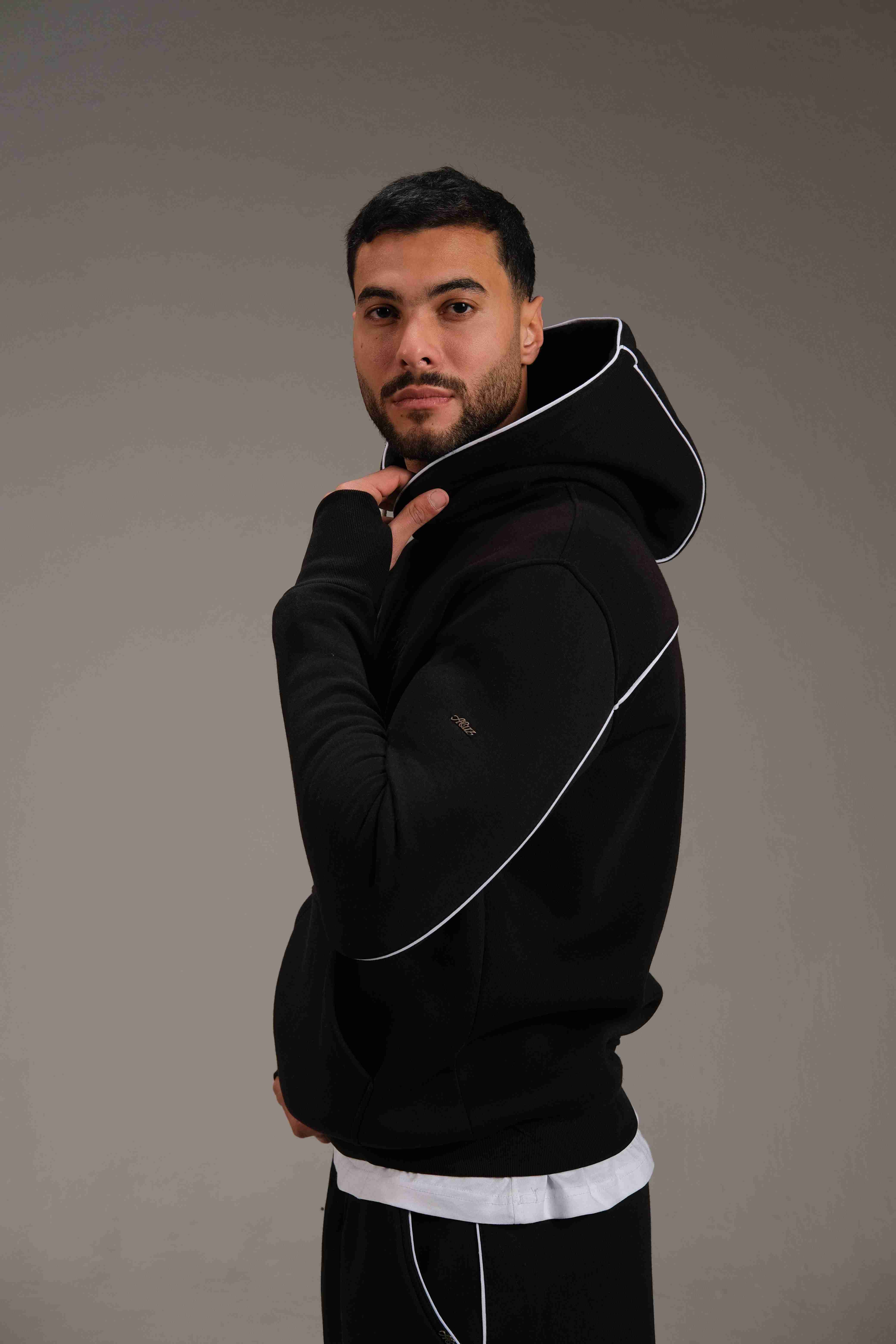 Melton Hoodie in Black - A&Suz